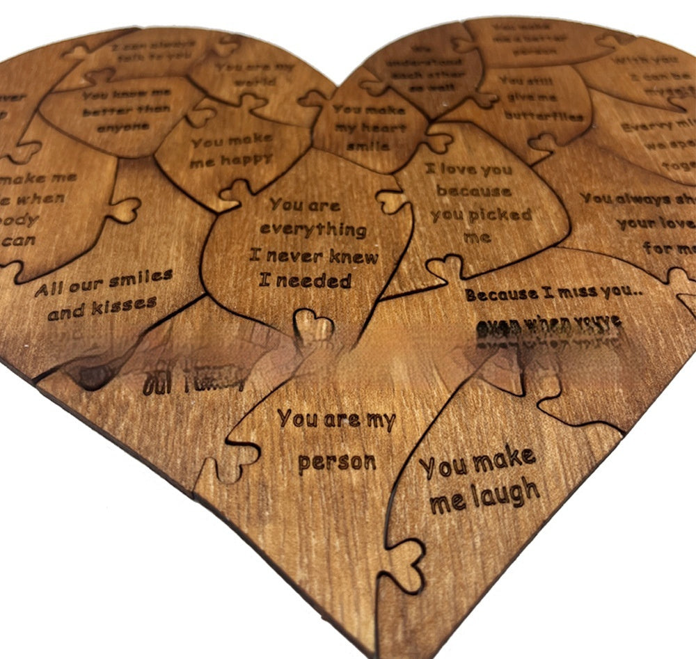 Raisons pour lesquelles je vous aime Puzzle en bois en forme de cœur Puzzle romantique en forme de jigsaw Anniversaire de mariage pour femme mari Cadeaux d'anniversaire Cadeau de la Saint-Valentin