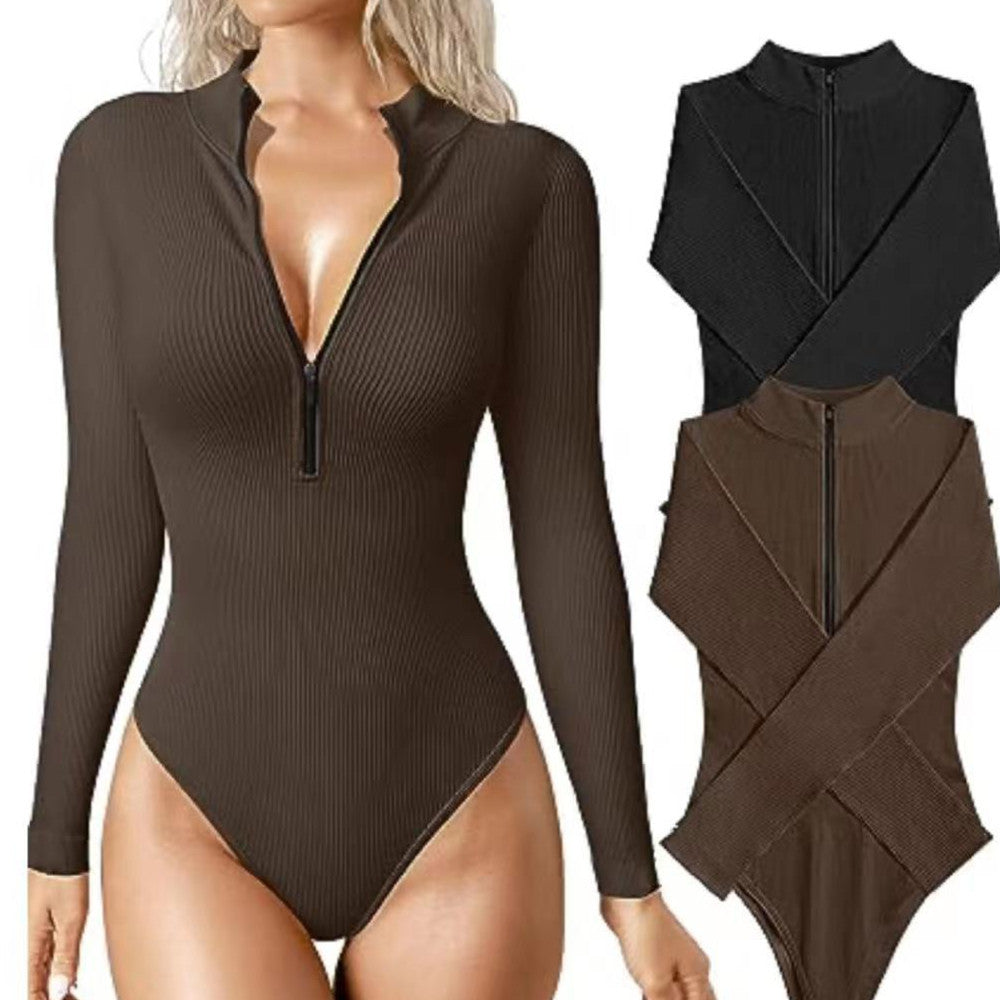 Combinaison à manches longues de mode, shapewear amincissant sans couture pour femmes.