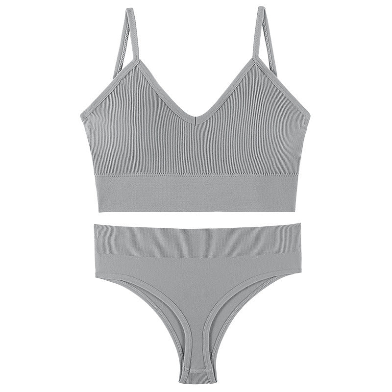 Ensemble de soutien-gorge à triangle français avec bretelles sportives, sans fil, mince, à remonter, pour poitrine petite, grande taille.