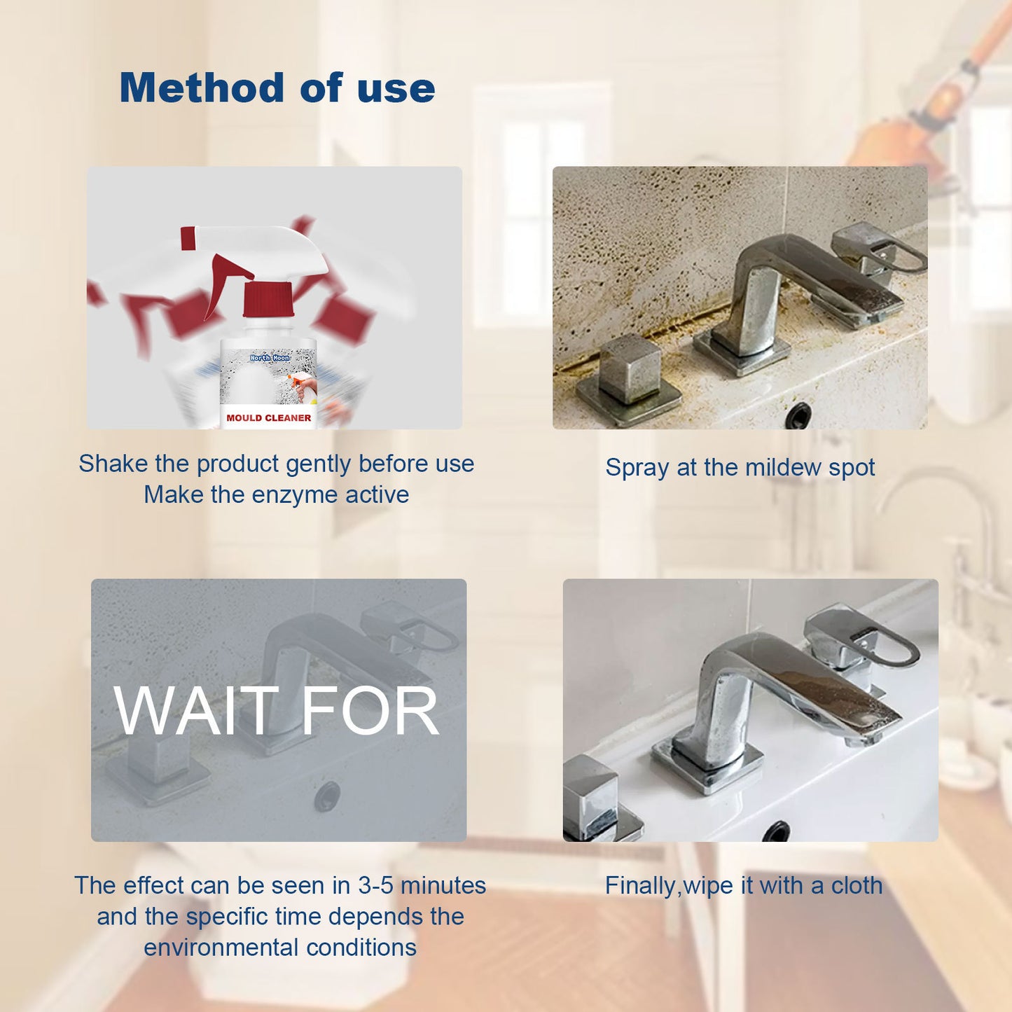 Spray de décontamination de déodorant anti-moisissure pour joints en silicone