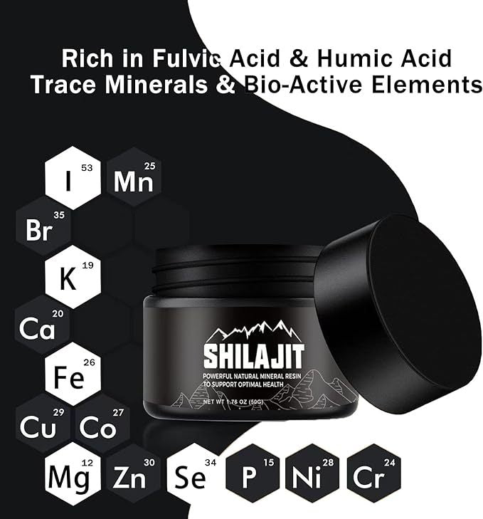 Shilajit Pure Himalayan 50 grammes de résine de Shilajit biologique naturelle, supplément de Shilajit de qualité or pour hommes et femmes avec 80 oligo-éléments et acide fulvique pour l'énergie et le soutien immunitaire