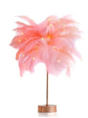Lampe à plumes, lampe de bureau nordique, lampe de chevet de style européen, lampe de table à plumes, lumière nocturne, décoration moderne de lampe de table.