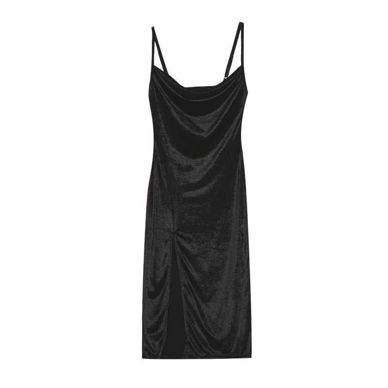 Robe longue sans manches à bretelles slim, mode, unie, pour femmes.