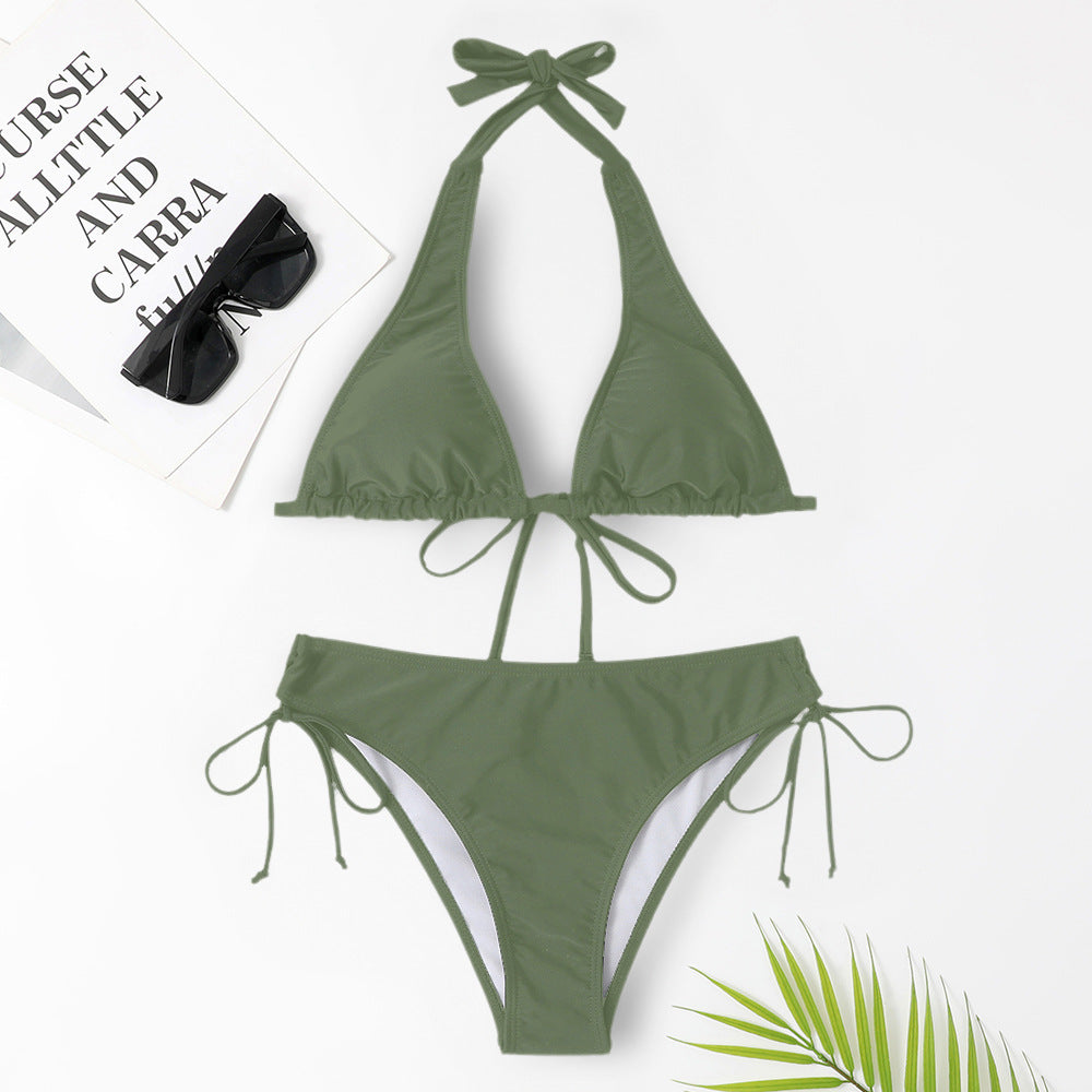 Sangle de maillot de bain à bikini sexy couleur unie