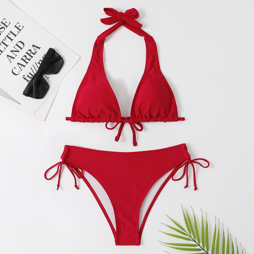 Sangle de maillot de bain à bikini sexy couleur unie