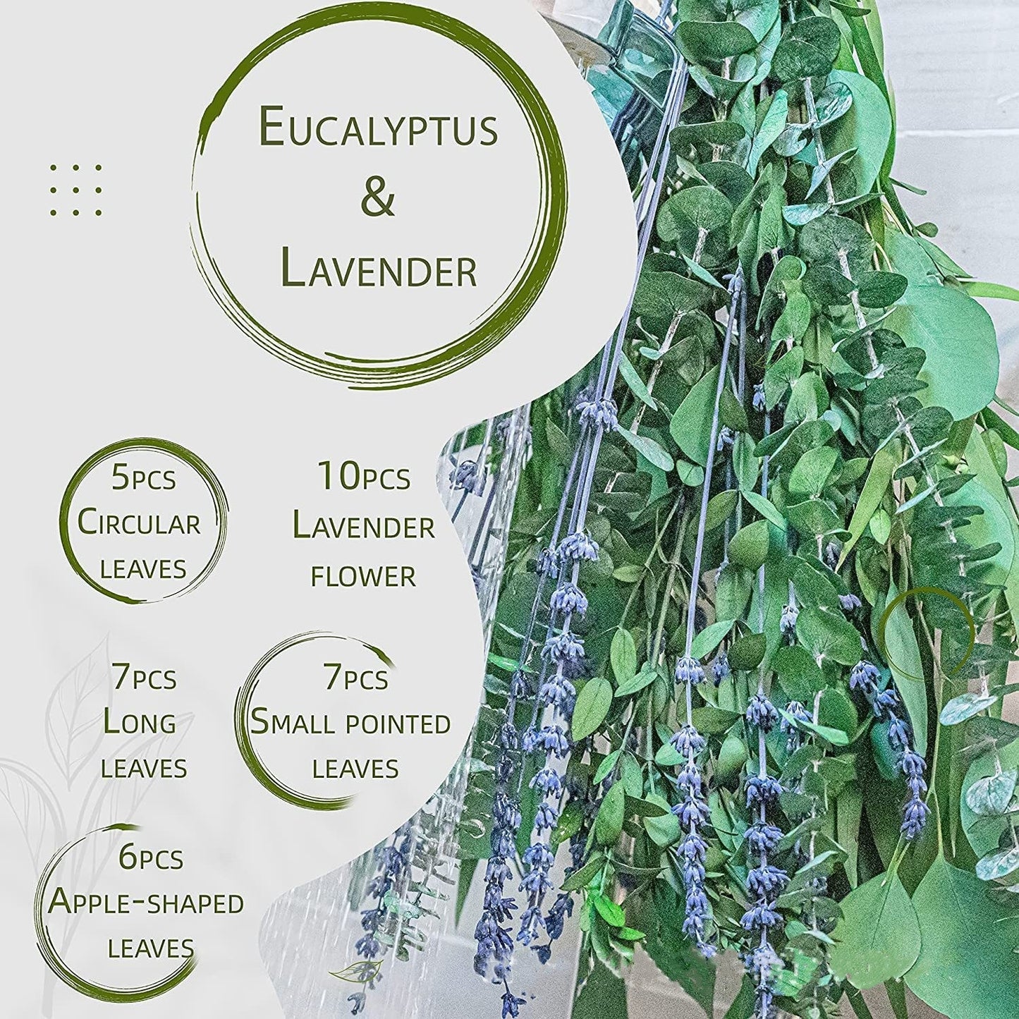 Plante décorative de douche à tige d'eucalyptus naturelle à la lavande