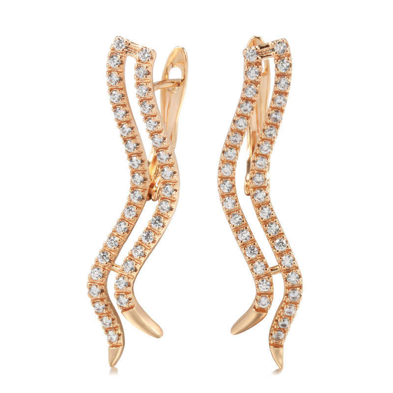 Boucles d'oreilles géométriques en zircon Tempérament 585 Or rose