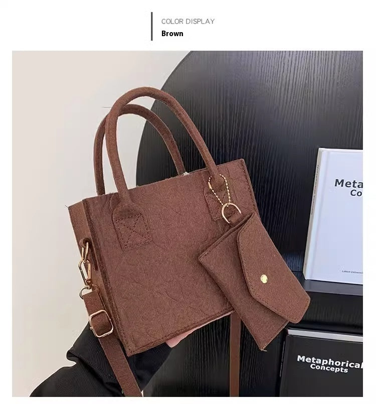 Petit sac à main simple pour femme, sac à bandoulière en feutre tendance