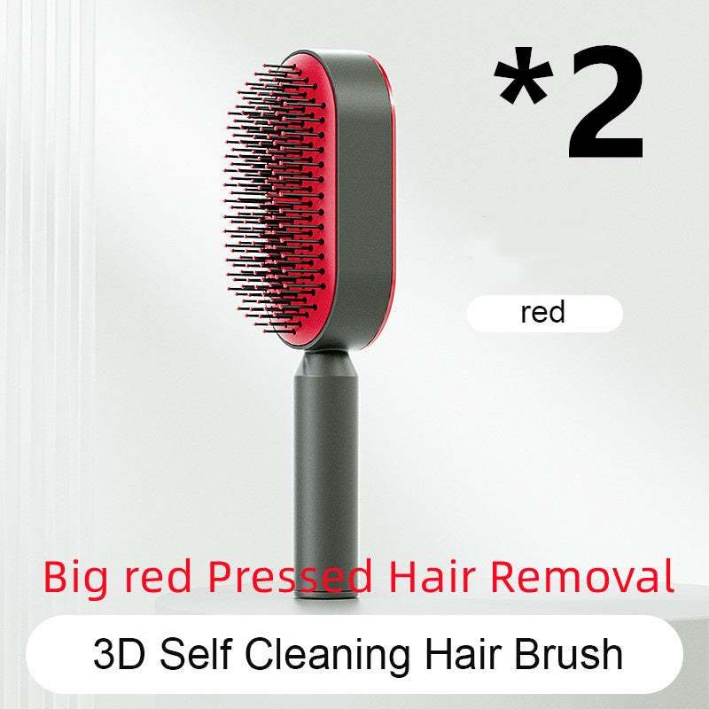 Brosse à cheveux auto-nettoyante pour femmes, brosse de massage du cuir chevelu avec airbag anti-perte de cheveux et nettoyage à une touche, brosse anti-statique.