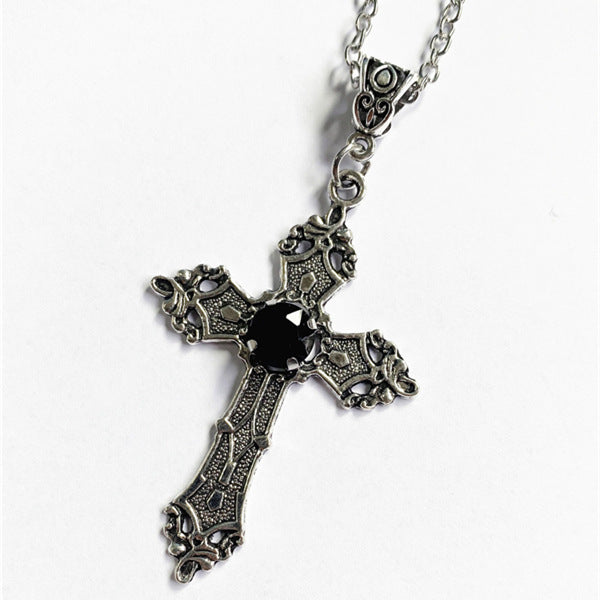 Collier pendentif croix diamant bijoux charme punk cadeau mode