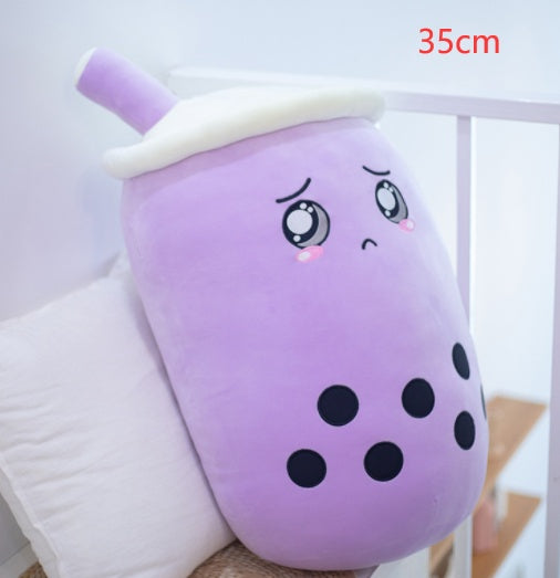 Jouet en peluche de tasse de thé au lait à la fraise, boisson en peluche douce, coussin de thé à bulles, cadeau pour enfants.