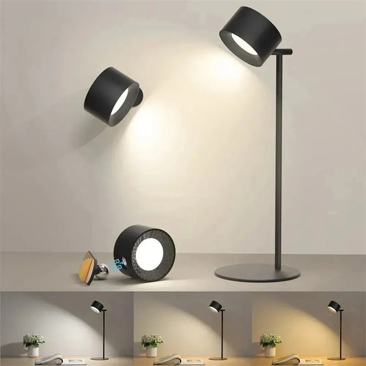 Lampe de table LED magnétique tactile rechargeable par USB, rotation à 360 degrés, sans fil, avec télécommande, lumière de bureau pour la maison, chambre à coucher, lampe de nuit murale.