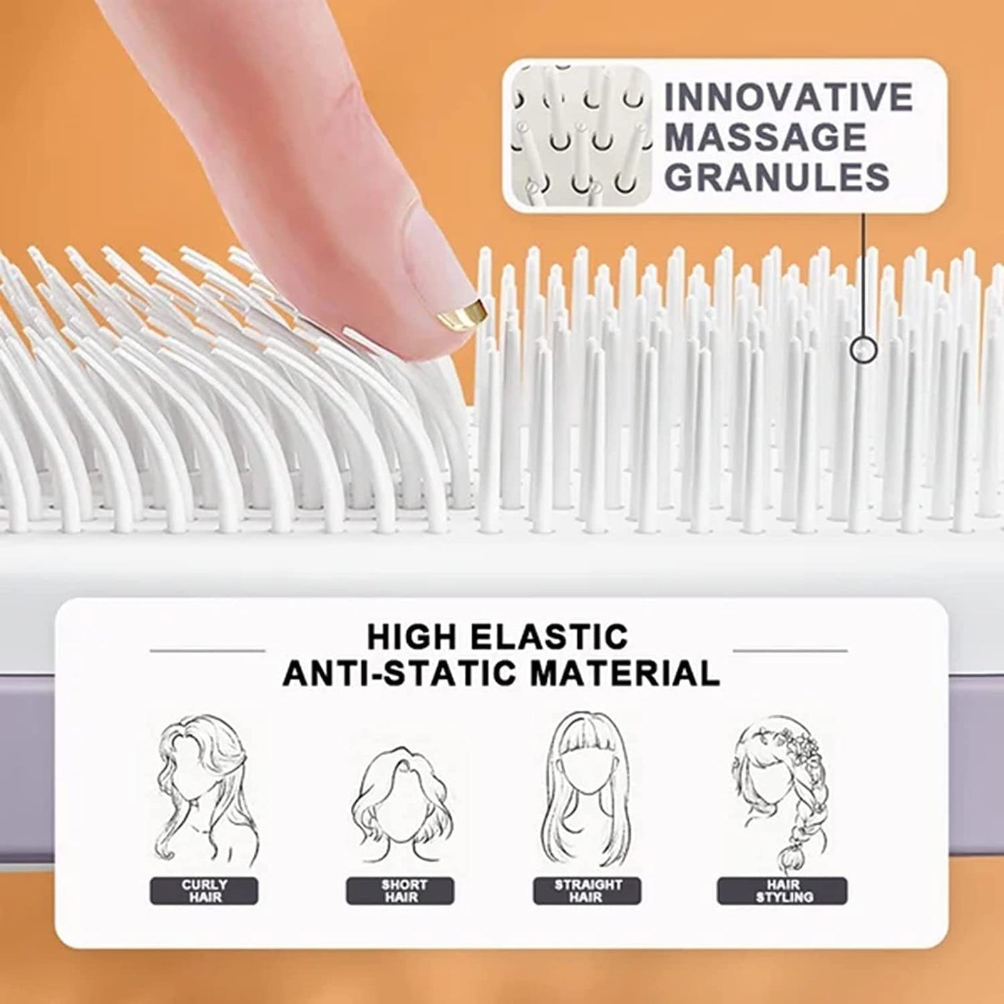 Brosse à cheveux autonettoyante 4 en 1, nouveau peigne de massage antistatique autonettoyant, brosse à cheveux autonettoyante rotative et évolutive