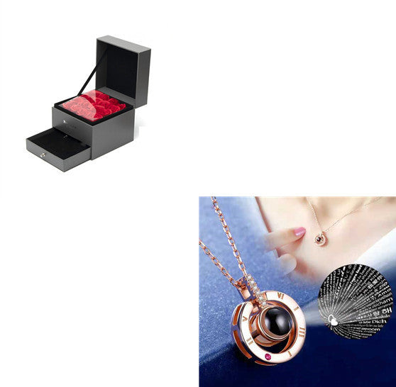 Coffret cadeau collier rose, cadeau parfait pour la Saint-Valentin.