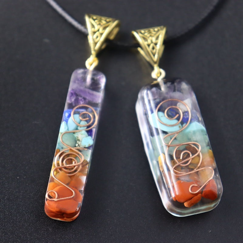 Pendentif en cristal d'énergie de guérison Reiki rétro pierre naturelle pour le yoga méditation spirituelle 7 chakra bijoux collier amulette