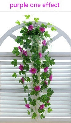 Plante artificielle Morning Glory en rotin pour décoration murale