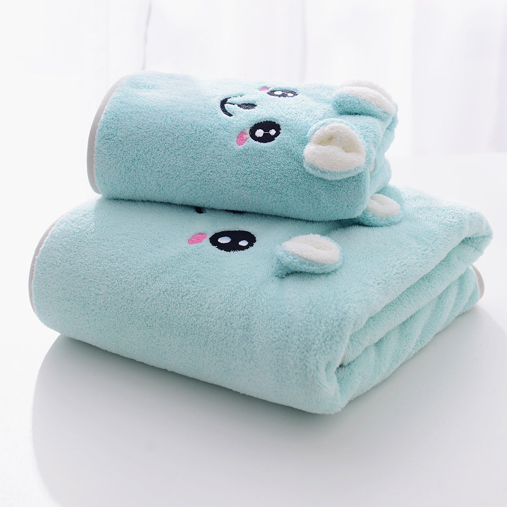 Serviette de bain en velours corail Serviette deux pièces Oreilles de lapin Koala Coffret cadeau