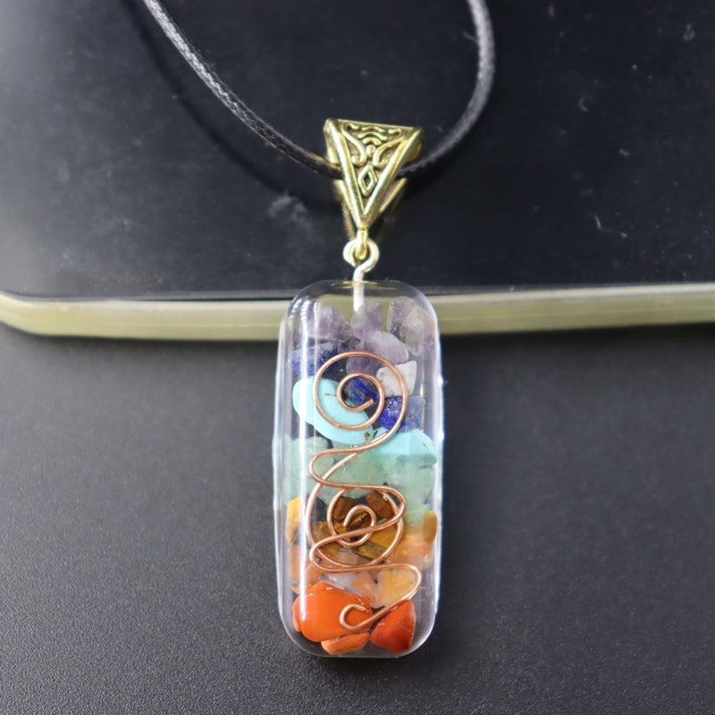 Pendentif en cristal d'énergie de guérison Reiki rétro pierre naturelle pour le yoga méditation spirituelle 7 chakra bijoux collier amulette