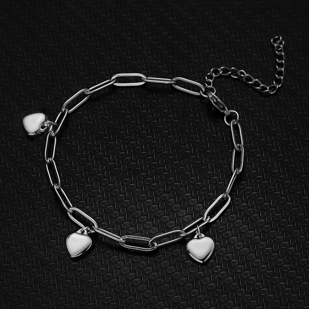 Bracelet en acier inoxydable avec pendentif en forme de cœur et chaîne carrée pour femme, cadeau de Saint Valentin