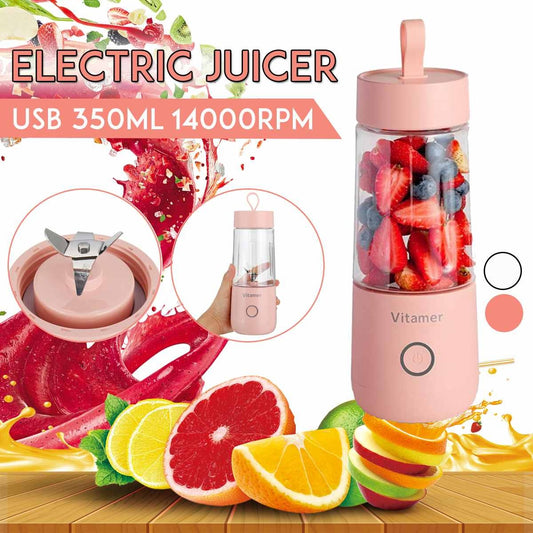 Mixeur à jus électrique portable de 350 ml, rechargeable par USB, pour smoothies et slushies, bouteille de mixeur à jus, gadgets de cuisine avec chargement USB.