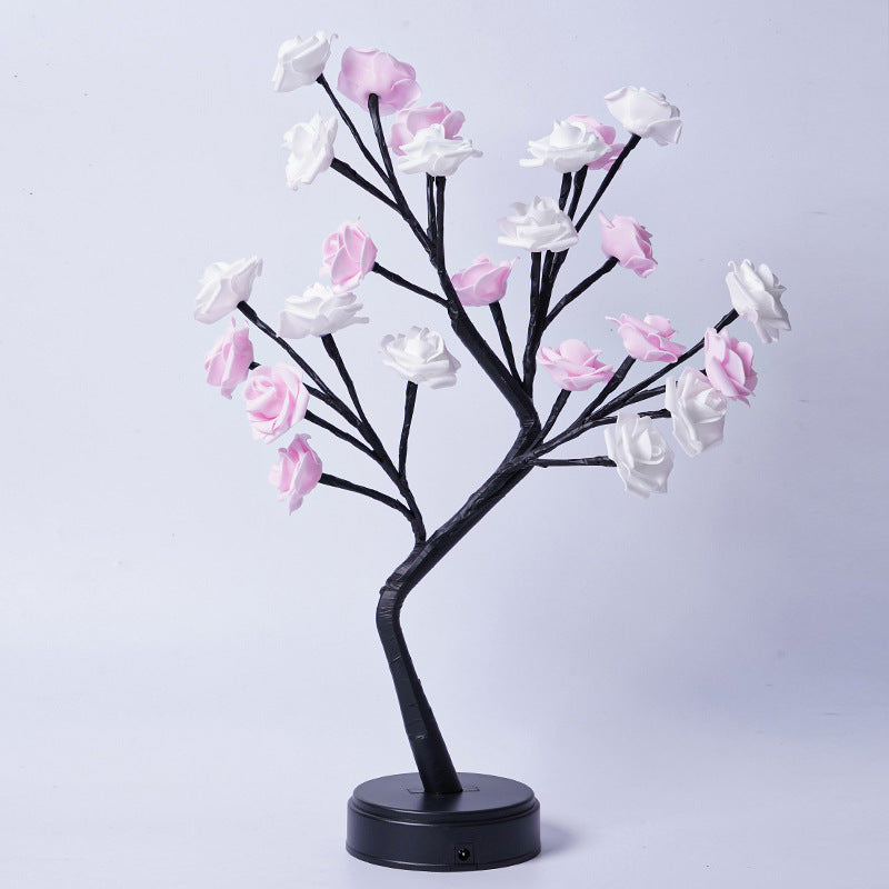 Lampe de table fleur arbre rose lampes fées bureau lumières de nuit fonctionnant sur USB cadeaux pour mariage Saint-Valentin Noël décoration