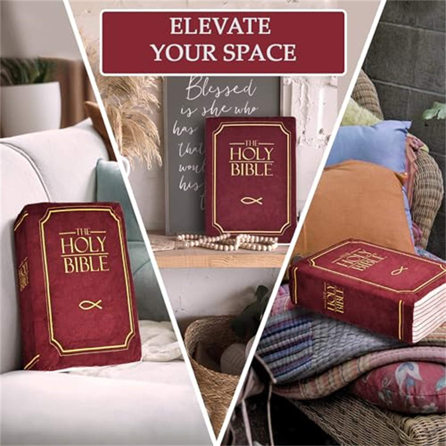 Coussin en forme de Bible en mousse mémoire rembourré, jouet en peluche, meilleur cadeau chrétien pour les enfants.