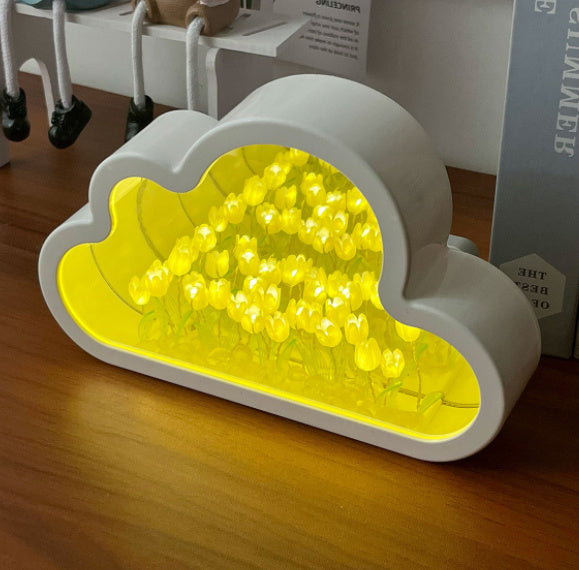 Miroir tulipe nuage fait main, petite veilleuse