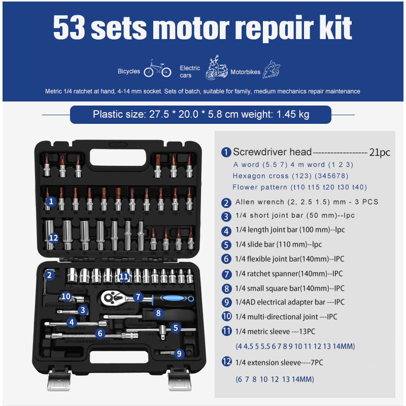 Ensemble d'Outils de réparation, Jeu de clés à cliquet à douille