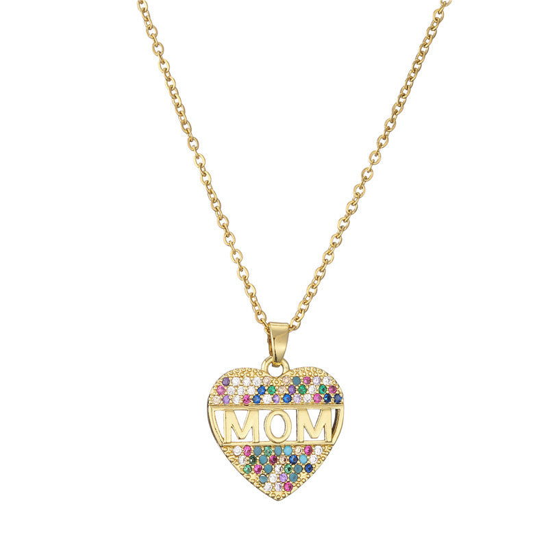 Collier pendentif coeur pêche MOM en cuivre cadeau fête des mères