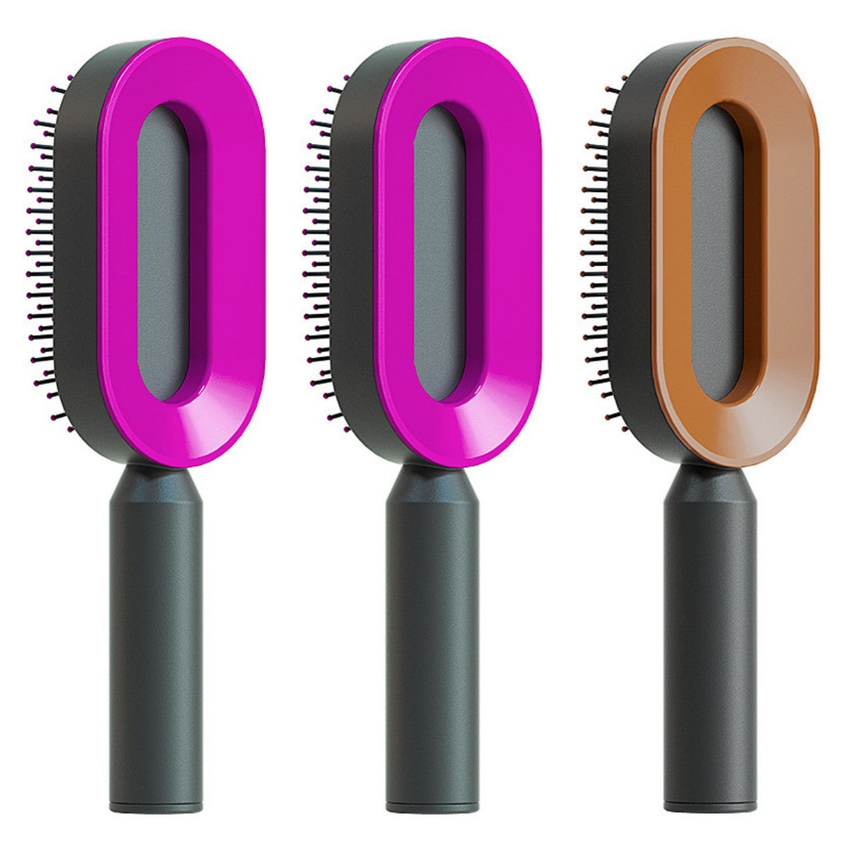 Brosse à cheveux auto-nettoyante pour femmes, brosse de massage du cuir chevelu avec airbag anti-perte de cheveux et nettoyage à une touche, brosse anti-statique.