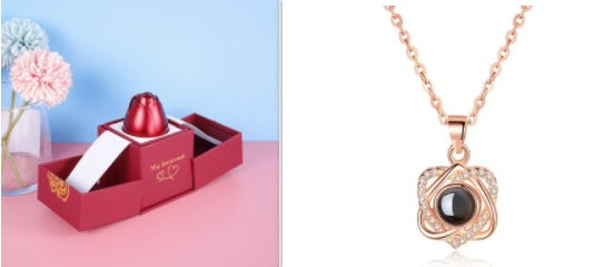 Cadeaux de Saint-Valentin en métal, boîte à bijoux, collier pour mariage, cadeaux de collier pour petite amie.