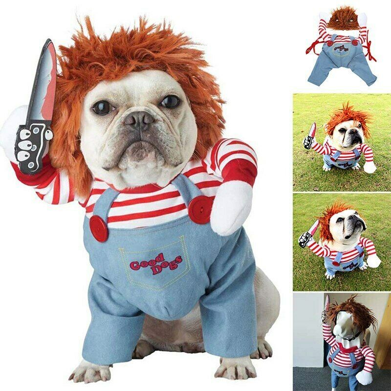 Costume d'Halloween pour animaux de compagnie, vêtements amusants pour chiens, costume de cosplay ajustable pour chiens, costume effrayant pour fêtes et rassemblements.