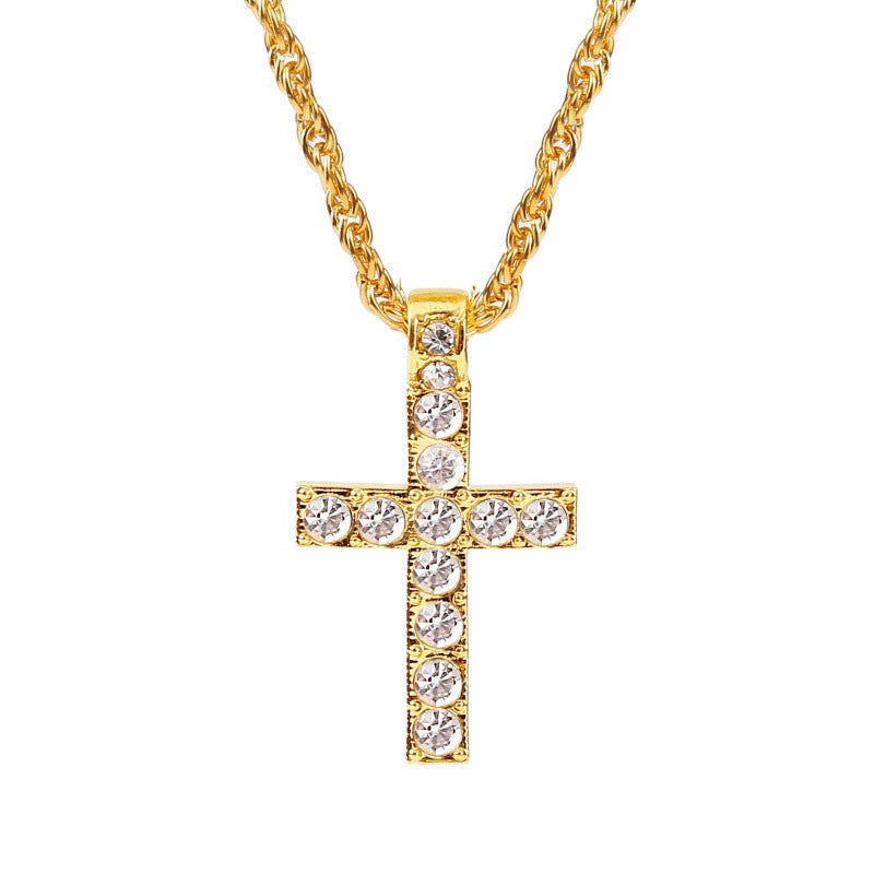 Colliers avec pendentif en croix pour femmes et hommes, chaîne en corde punk hip-hop sur le cou, bijoux de rappeur