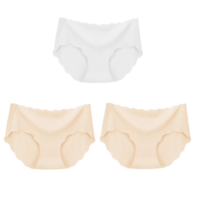 Lot de 3 sous-vêtements sans couture en soie pour femmes, culottes, lingerie sexy