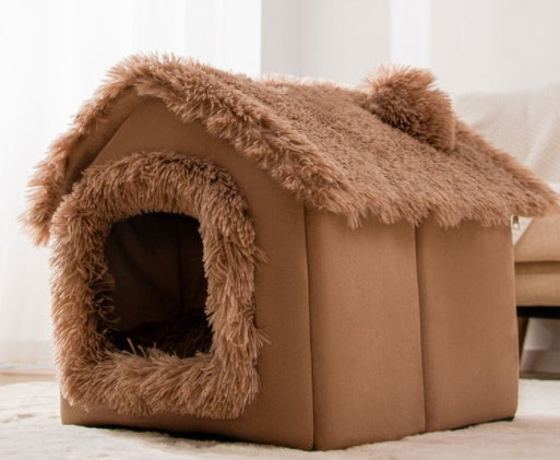 Maison pour chien pliable, lit pour chat, villa d'hiver pour chien, chenil de sommeil, nid amovible, cave chaude et fermée, canapé pour animaux de compagnie.