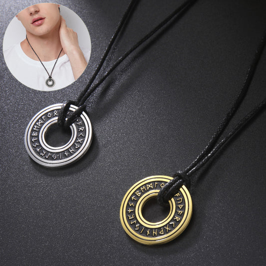 Colliers de runes nordiques vintage pour hommes en acier inoxydable Runes nordiques Bijoux Viking Païen Elder Futhark Pendentif Amulette Bijoux de mode