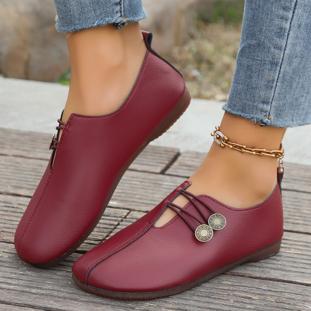 Nouvelles chaussures pour femmes en cuir souple décontractées d'automne à coupe basse simples en grande taille