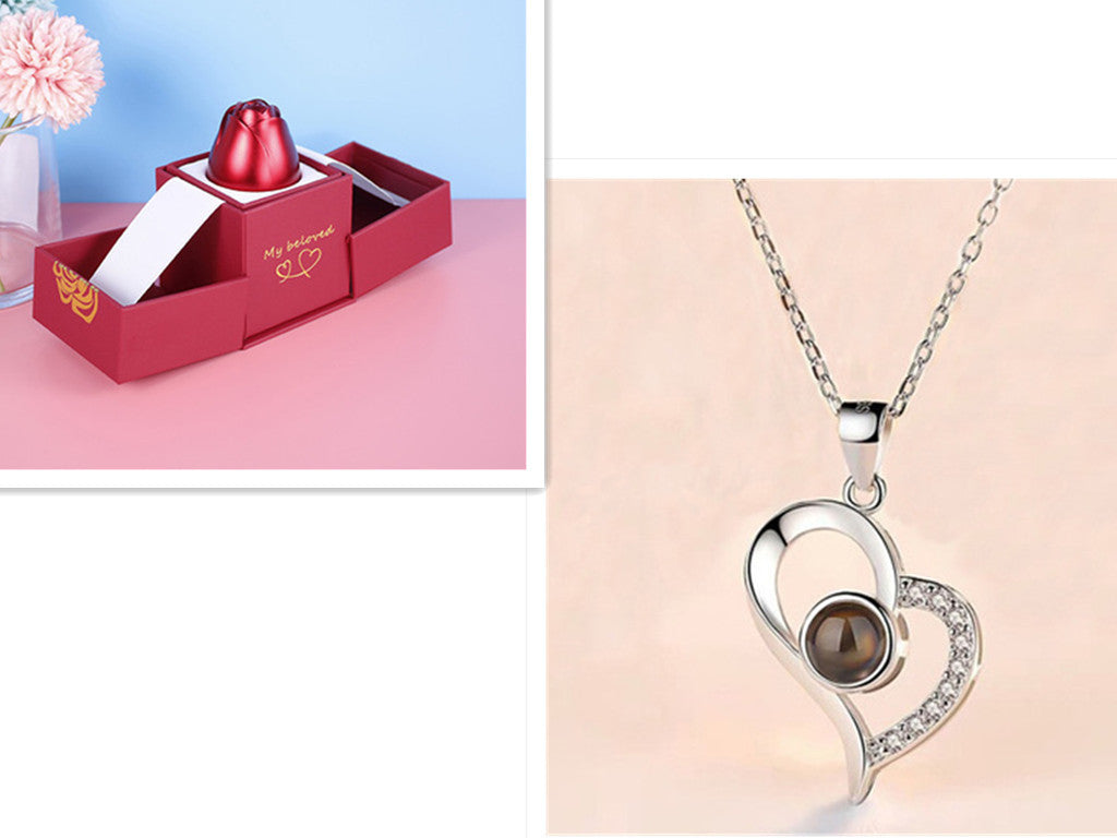 Cadeaux de Saint-Valentin en métal, boîte à bijoux, collier pour mariage, cadeaux de collier pour petite amie.