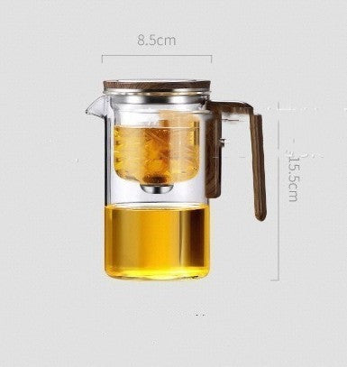 Magnetic Teapot One-click Separation Filtration Glass Teapot Wooden Handle Tea Water Separation Inner Container Teapot