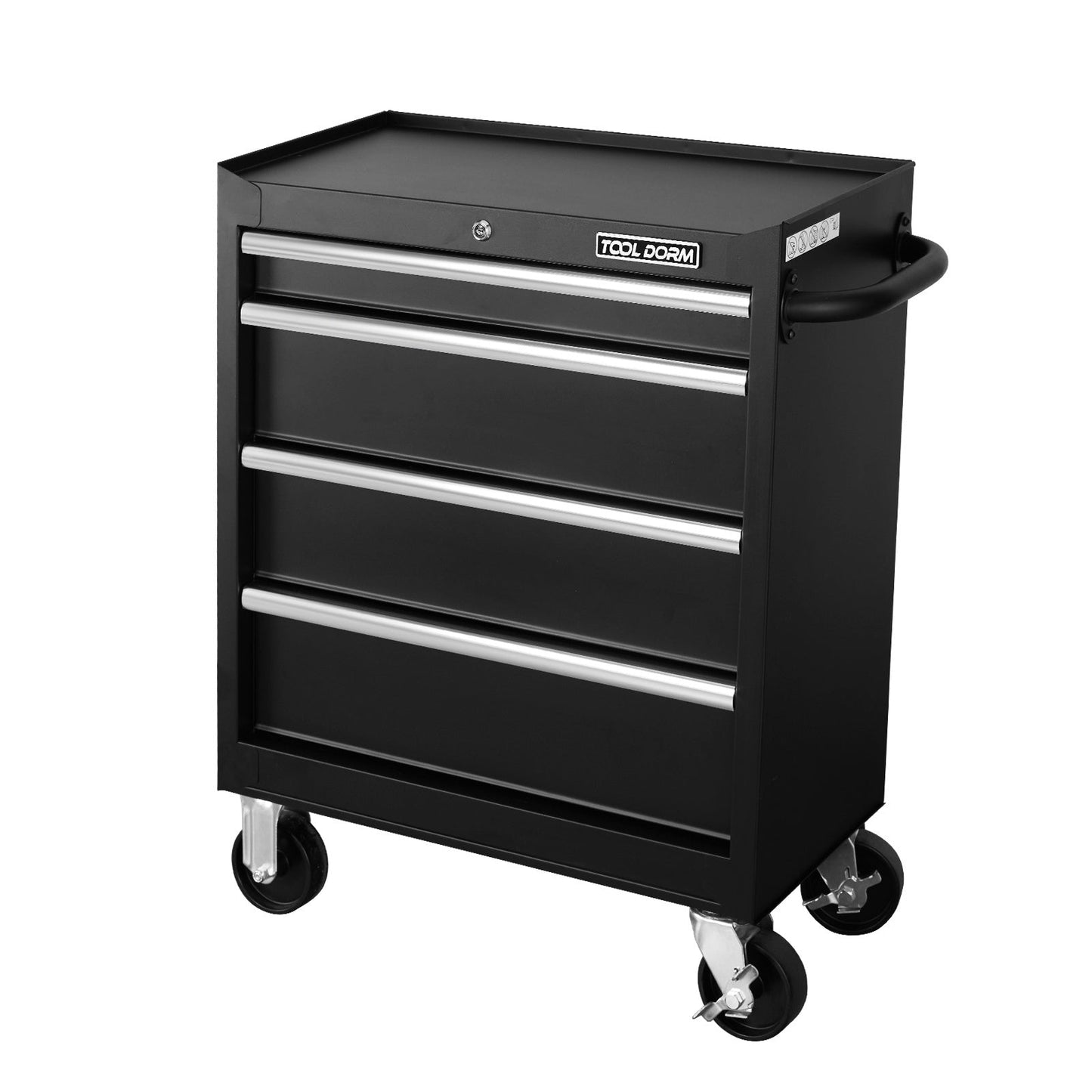 Armoire à outils et chariot de rangement en métal de 27 pouces avec 4 tiroirs, roulettes, glissières à roulement à billes, revêtement en poudre noir, convient pour garage, entrepôt et atelier. - KaoKao