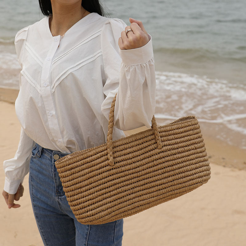 Sac de plage en paille grande capacité pour femme