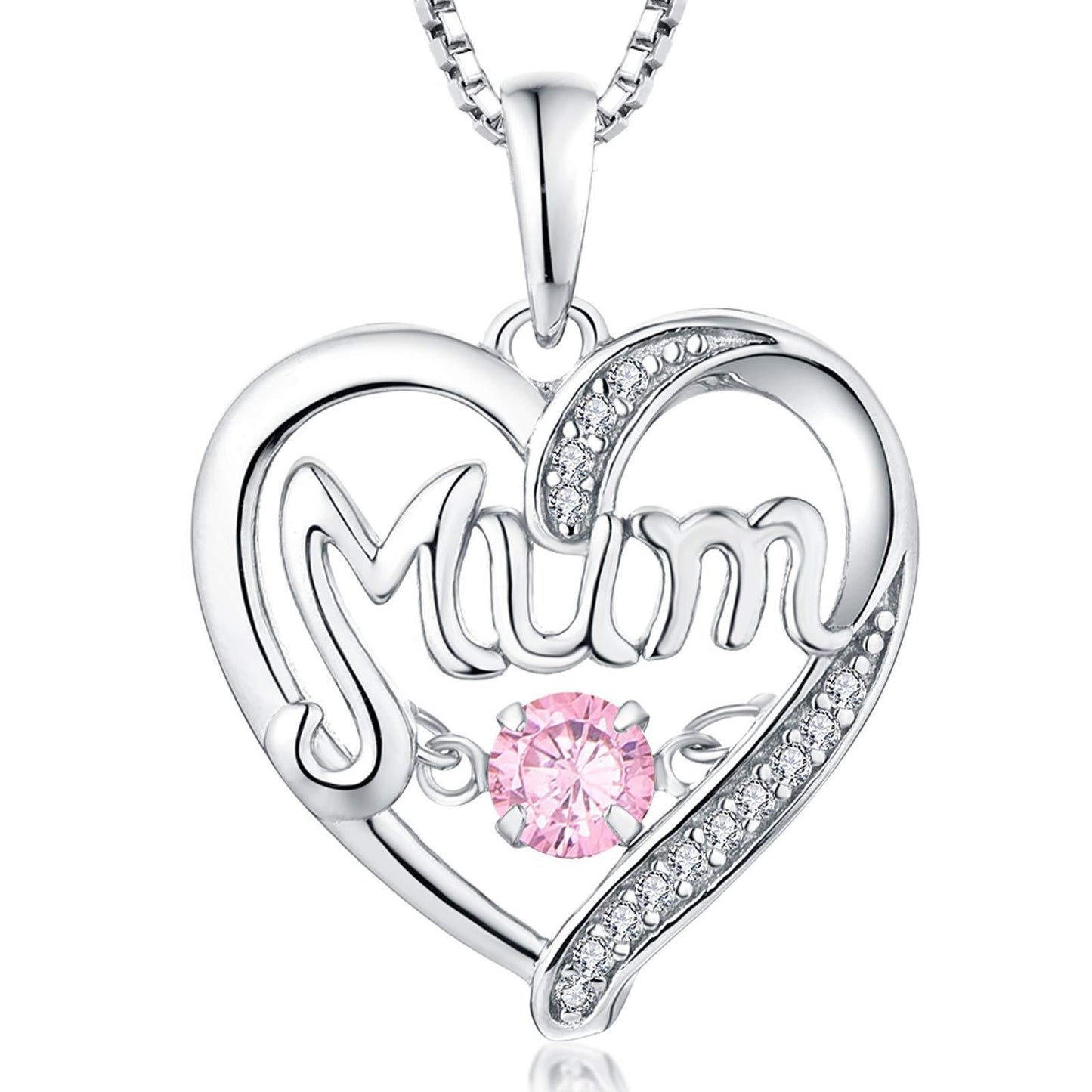 Collier MoM en argent S925 avec cœur pulsatile, cadeau de fête des mères, pendentif intelligent avec pierres de naissance