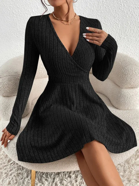 Robe sexy à manches longues et taille haute amincissante