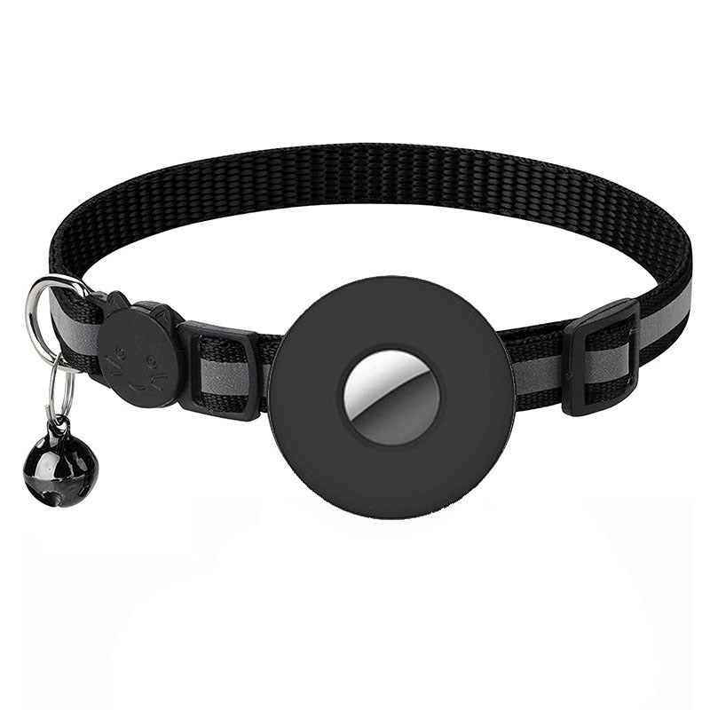 Collier pour animal de compagnie Airtag avec cloche réfléchissante ajustable anti-perte pour chat et chien.