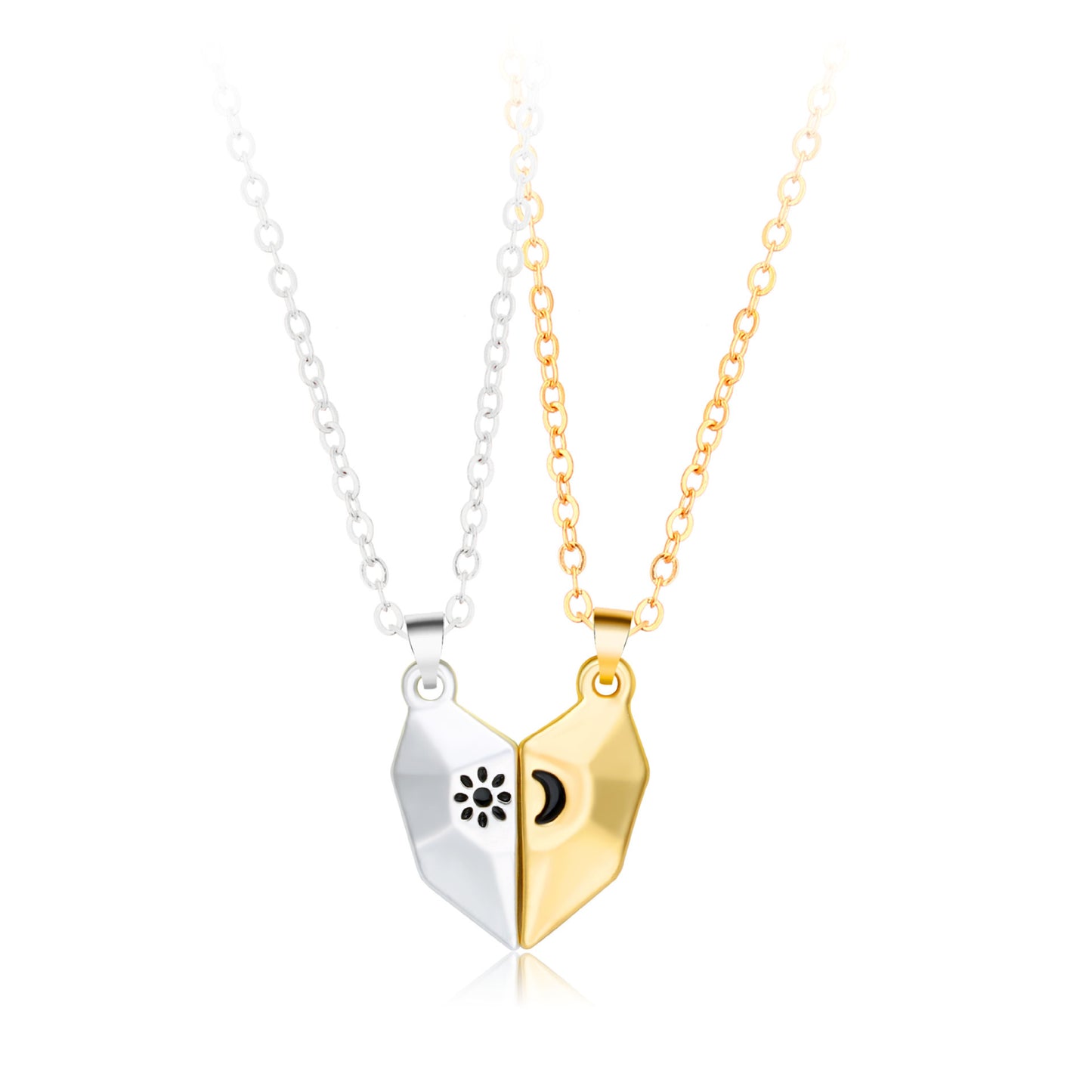 Collier de couple avec pierre à souhaits, soleil, lune, amour, simple, tendance, pendentif aimanté, cadeau de Saint-Valentin