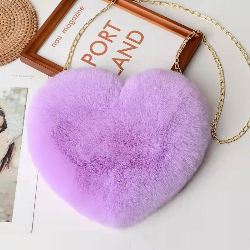 Sacs d'amour pour femmes, sacs à bandoulière en peluche avec chaîne, sac de fête pour la Saint-Valentin.