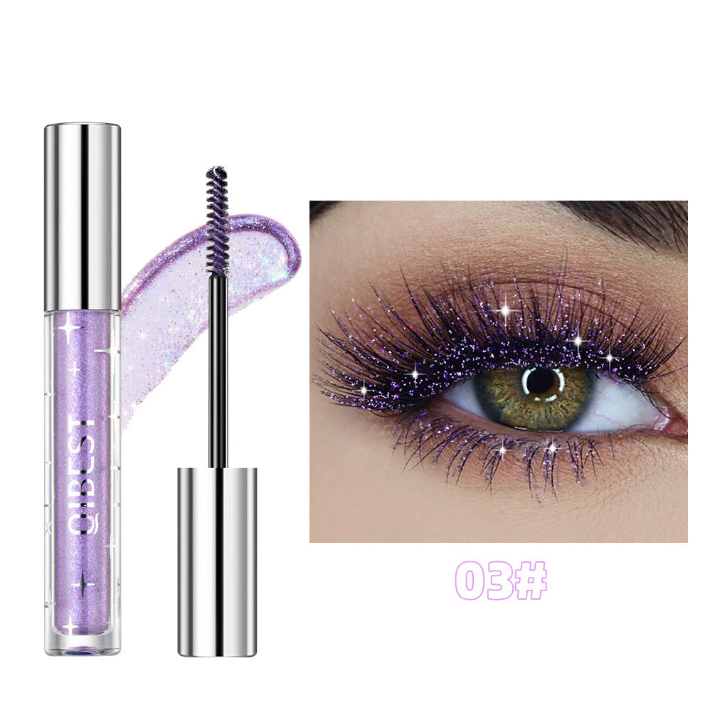 Mascara à paillettes violettes, mascara diamant, extension de cils épais et brillants, maquillage waterproof, séchage rapide, sequins pour les yeux noirs.