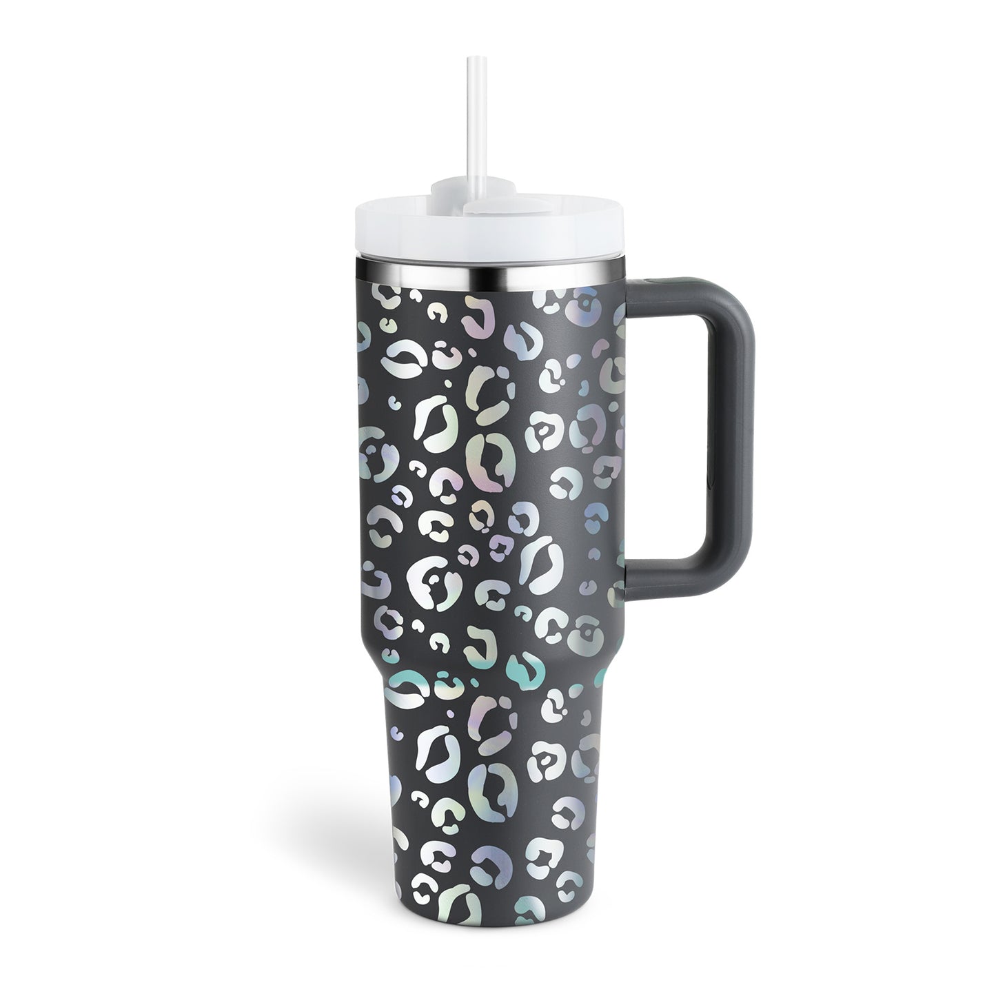 Tasse à café en paille de 40 oz avec poignée, bouteille d'eau portable en acier inoxydable pour voiture, grande capacité, tasse de voyage sans bisphénol A