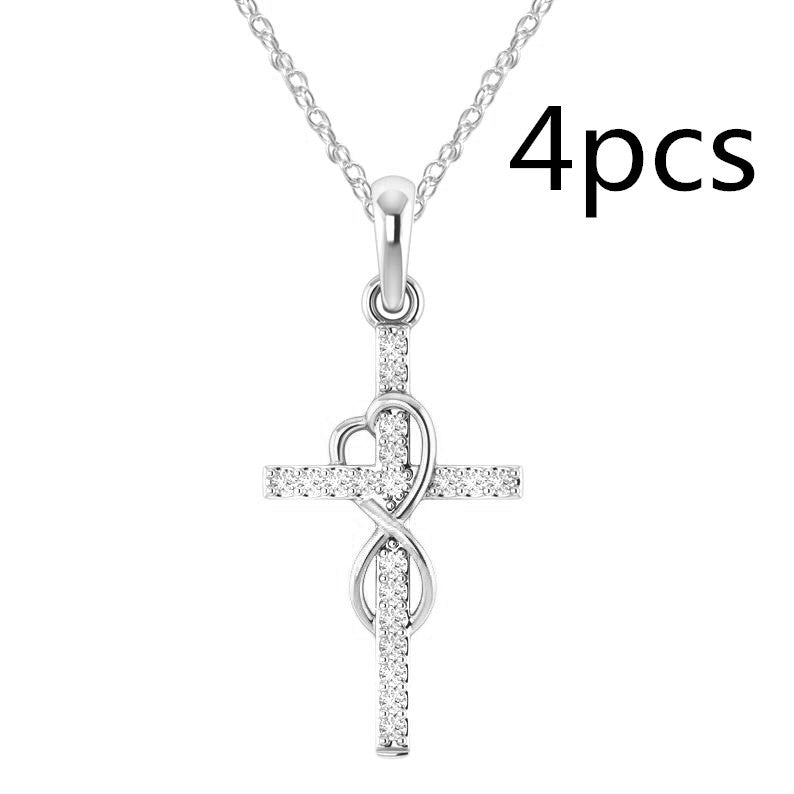 Pendentif en alliage avec diamant et collier croix à huit caractères.