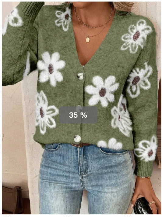 Cardigan à boutons avec imprimé floral